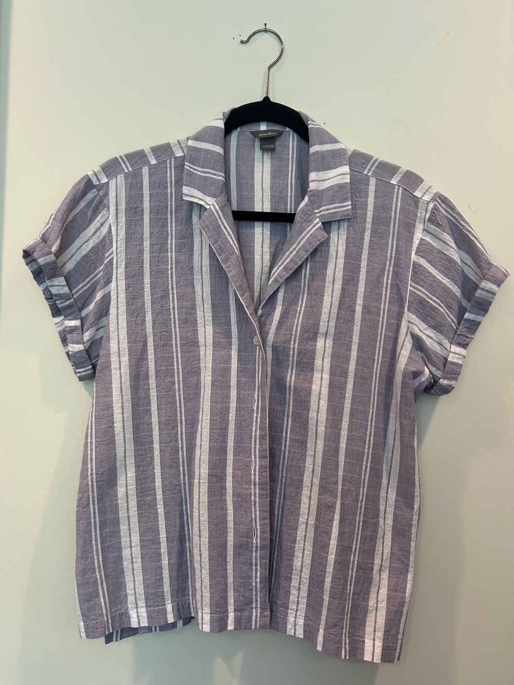 Ultra light and Soft Striped Button-Front Short Sleeve Top